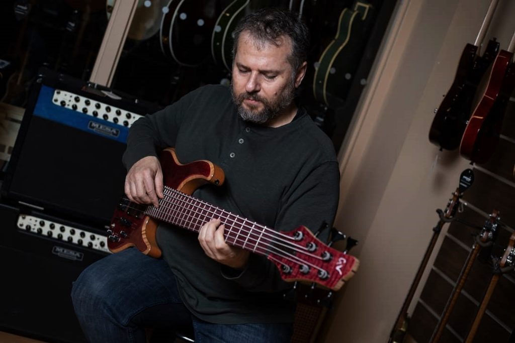 George playing his latest custom 6 string