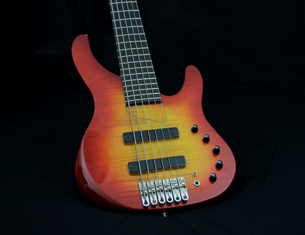 06 String 6 String Bass Red Burst - GV Custom Instruments